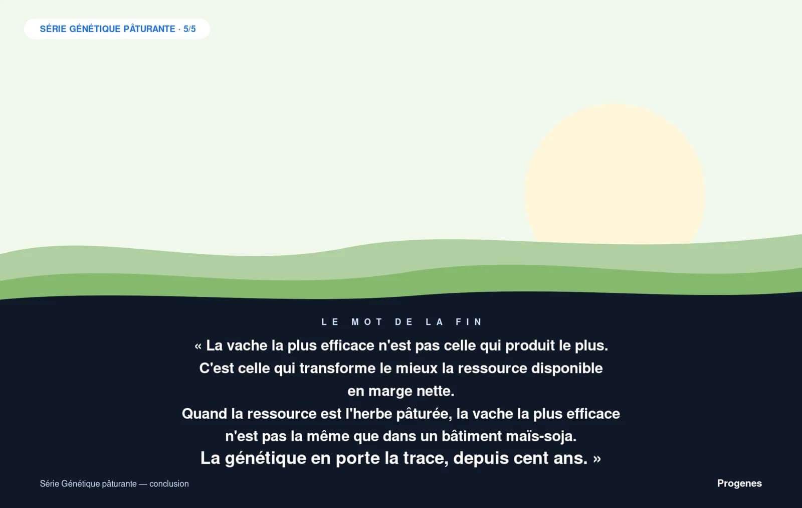 La génétique pâturante en porte la trace depuis cent ans — citation de conclusion